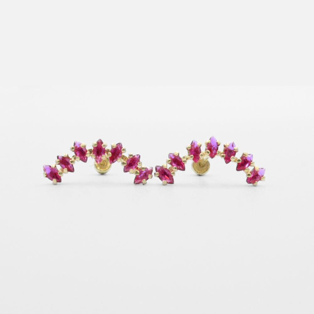 Broquel 10k con Diseño de Tiara Incrustado de Zirconias Mod. 9835