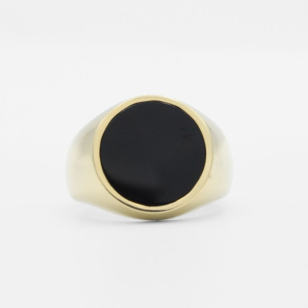 Anillo de Oro 14k Diseño Circular con Onix mod. 9916