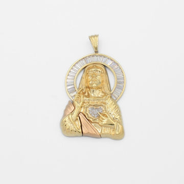 Dije de Oro 14k con Rostro de Jesucristo y Corona Incrustado de Zirconias mod. 9862