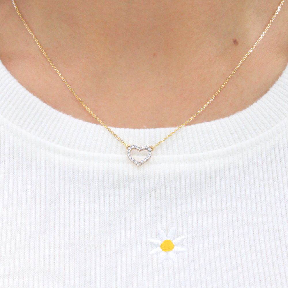 Gargantilla de Oro 14k Diseño de Corazón con Zirconias mod. 9792