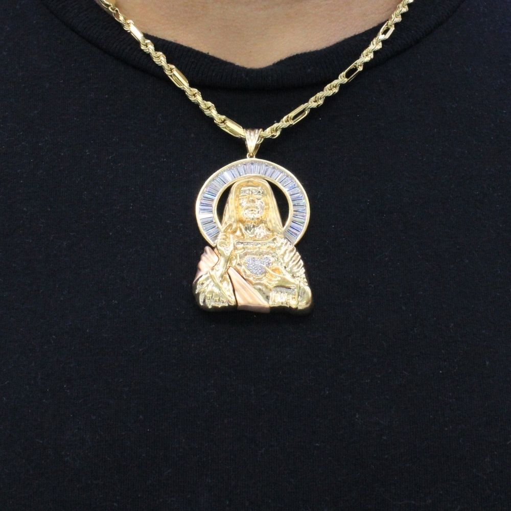 Dije de Oro 14k con Rostro de Jesucristo y Corona Incrustado de Zirconias mod. 9862