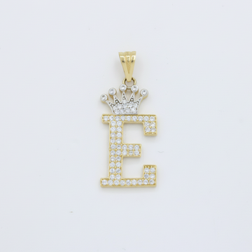 Dije de Oro 14k con Diseño de Inicial E Incrustada con Zirconias mod. 10111