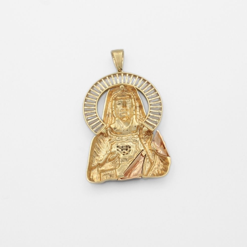 Dije de Oro 14k con Rostro de Jesucristo y Corona Incrustado de Zirconias mod. 9862