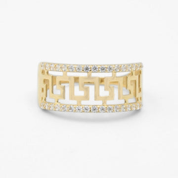 Anillo de Oro 14k con Calado de Grecas e Incrustación de Zirconias mod. 8629