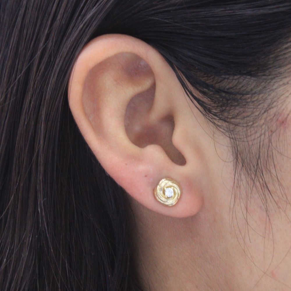 Arete de Oro 14k Rosa con Incrustacion de Zirconia mod. 9352
