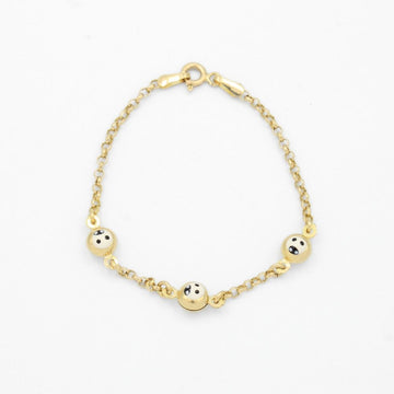 Pulsera de Oro 14k para Niño con Eslabones de Caritas mod. 9412