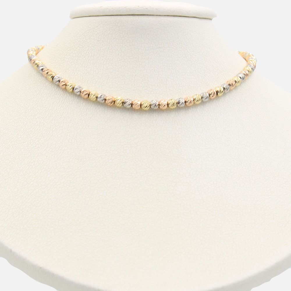 Gargantilla de Oro 14k de Tejido de Bolitas mod. 9051