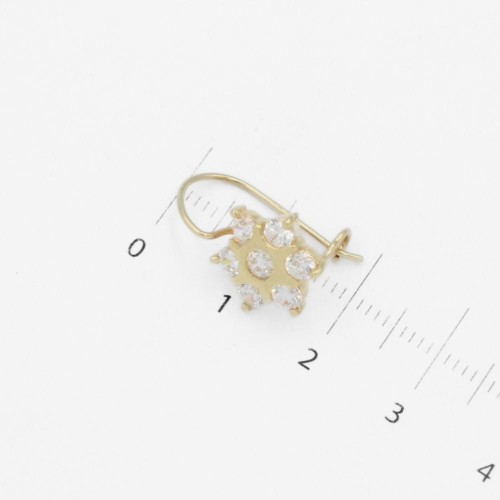 Arete con Broche Arillo de Oro 14k con Diseño Estrella Incrustado con Zirconias Blanca Brillante mod. 9762