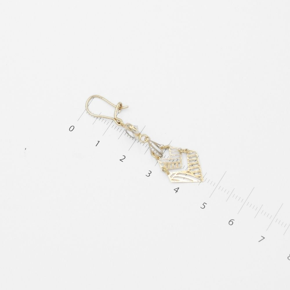 Arete Largo de Oro 14k Estilo Tradicional con Zirconia Fina mod. 9770