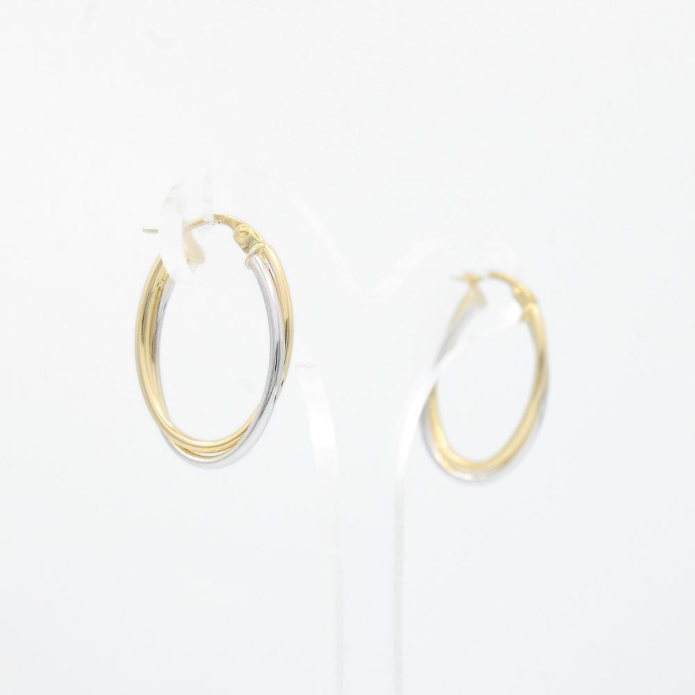 Arracada de Oro 14k de Diseño Tubular Combinado mod. 9260