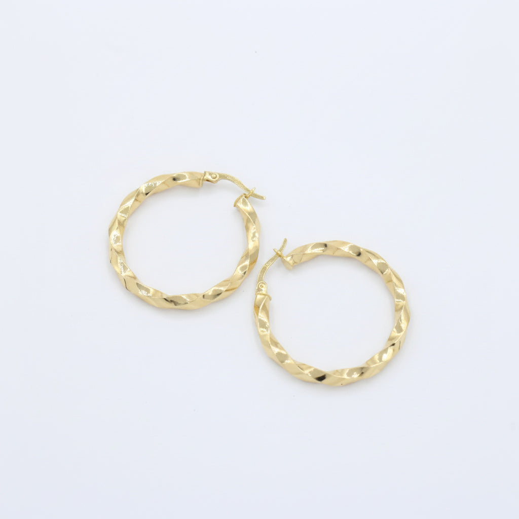 Arracada de Oro 14k con Diseño Hueco y Tejido Torzal mod. 10029