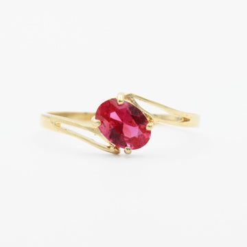 Anillo de Oro 14k con Zirconia Oval Color Rosa mod. 9169