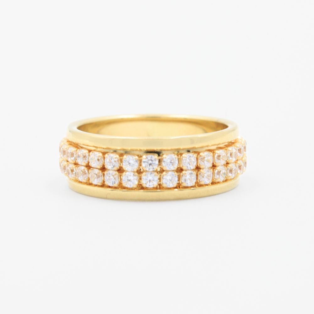 Anillo de Oro 14k Estilo Churumbela con Zirconias mod. 8856