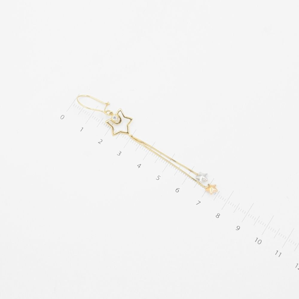 Arete Largo de Oro 14k Diseño con Estrellas mod. 0877