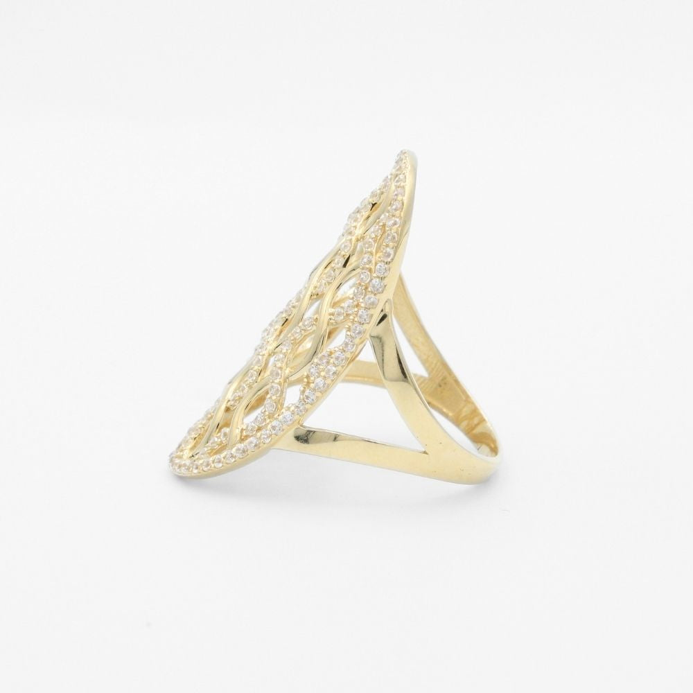 Anillo de Oro 14k Estilo Elegante de Red con Incrustación de Zirconias mod. 9582