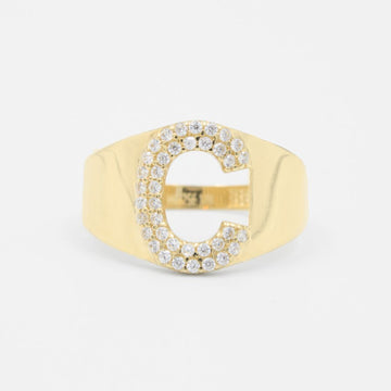 Anillo de Oro 14k con Letra C Incrustada con Zirconias mod. 8806