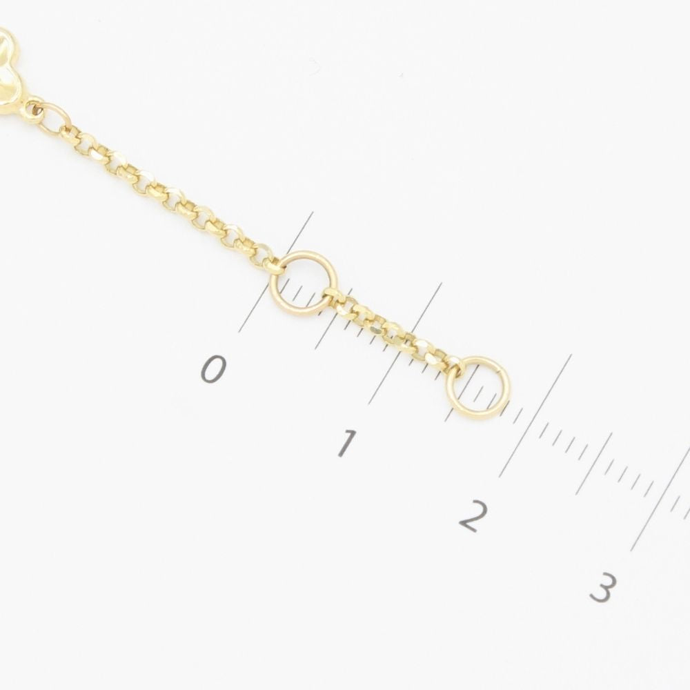 Pulsera de Oro 14k Diseño de Trébol Incrustado con Perla y Eslabones Diamantados Huecos mod. 9319