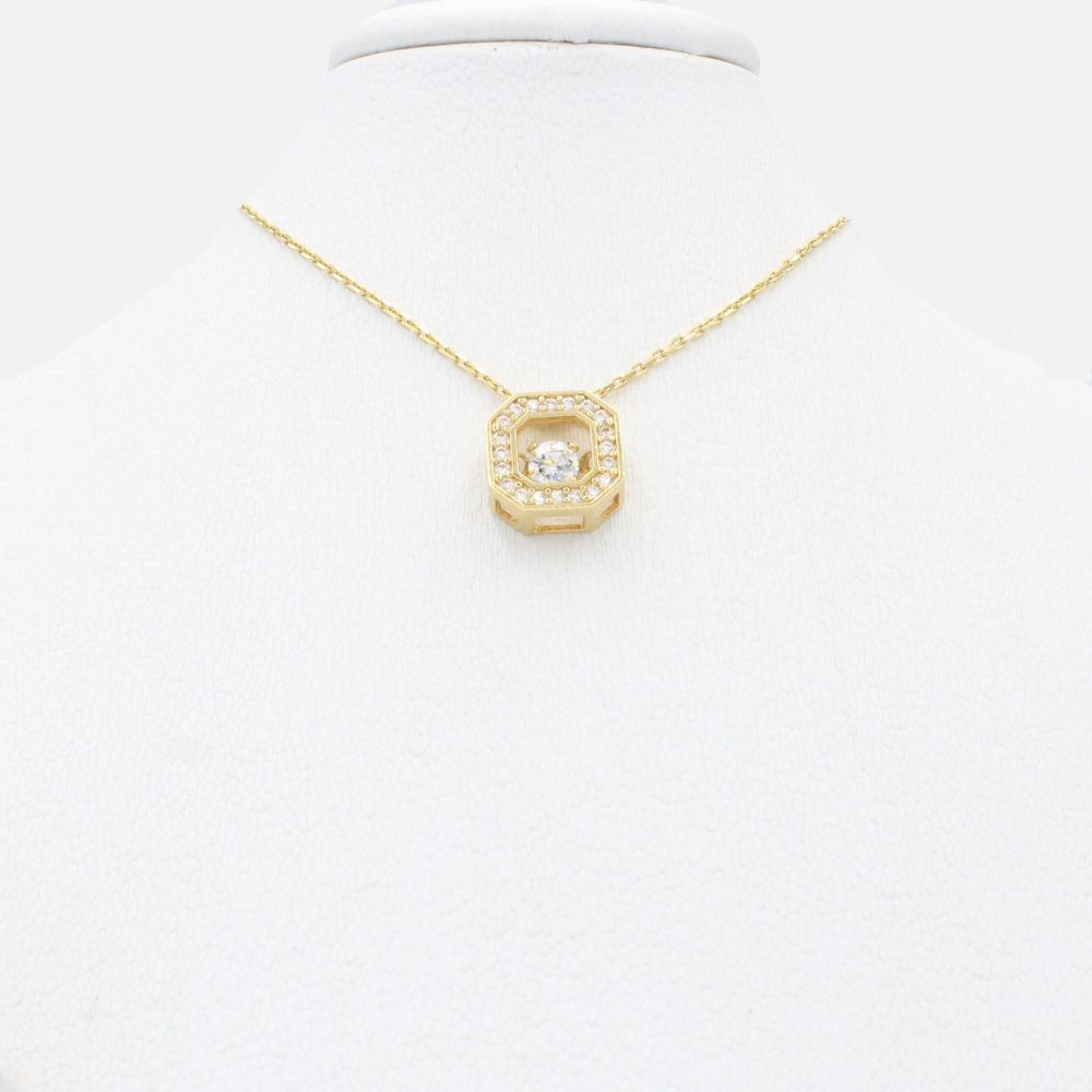 Gargantilla de Oro 14k Diseño Cuadrado con Incrustación de Zirconias mod. 9793