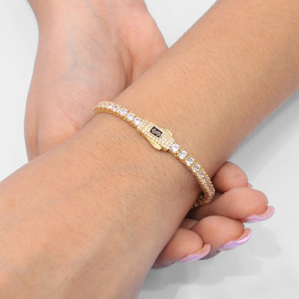 Pulsera Mónaco Chain 14k Modelo Agua No. 1 con Incrustación Swarovski mod. 9677