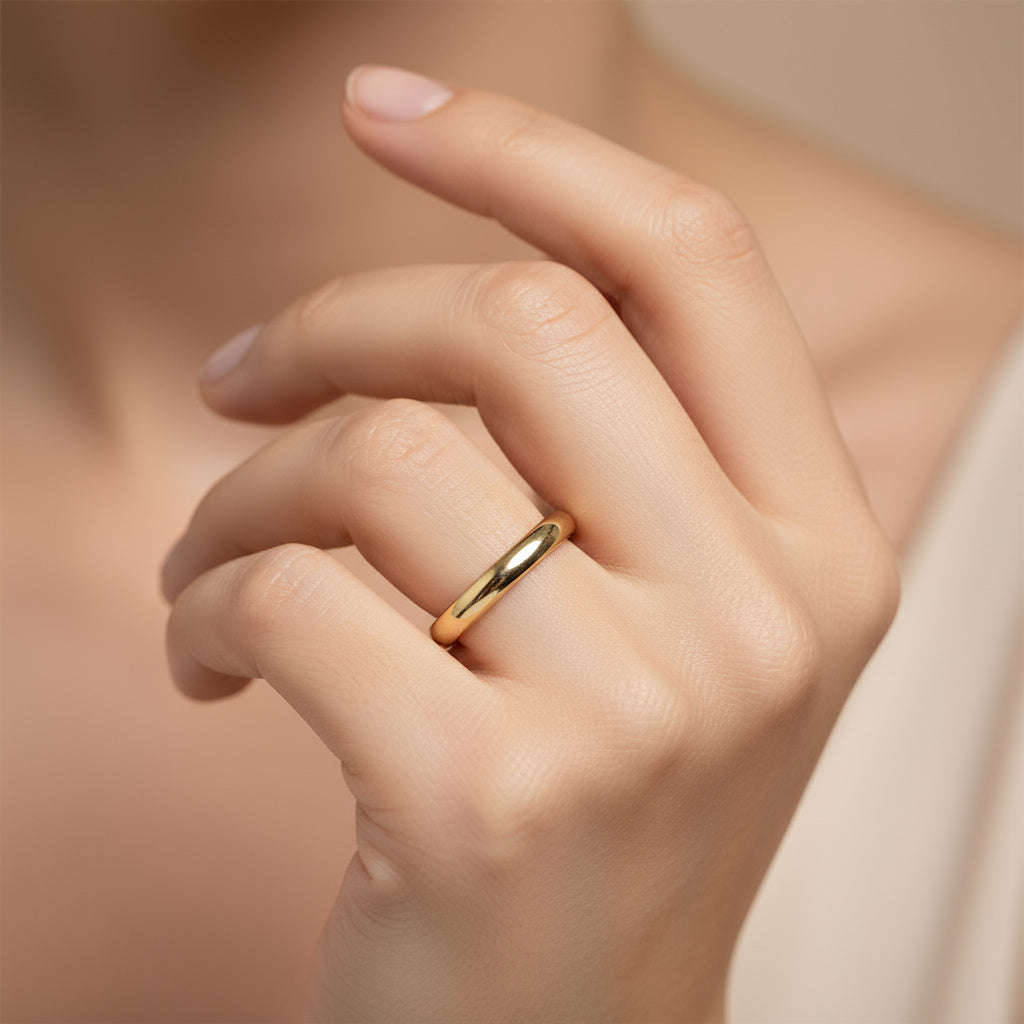 Anillo de Oro 14k Modelo Tradicional Liso y Brillante mod. 10015