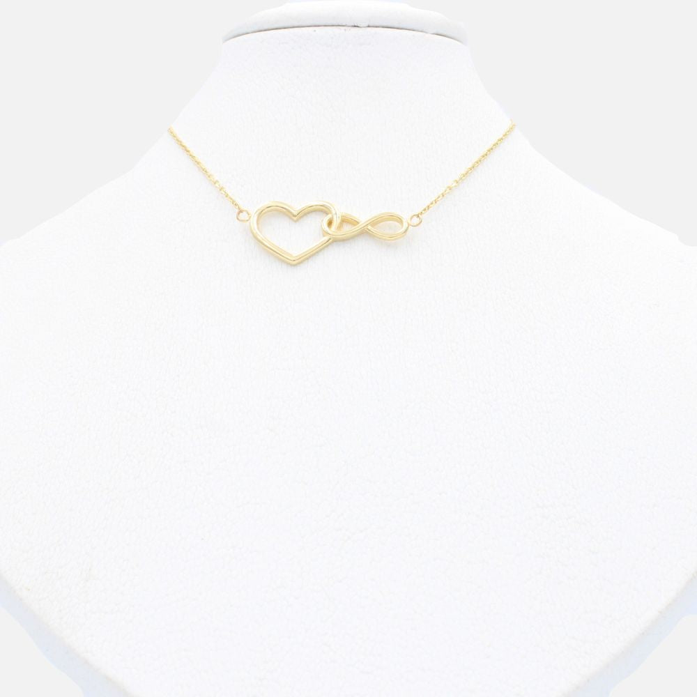 Gargantilla de Oro 14k Diseño de Corazón con Infinito Entrelazado mod. 9821