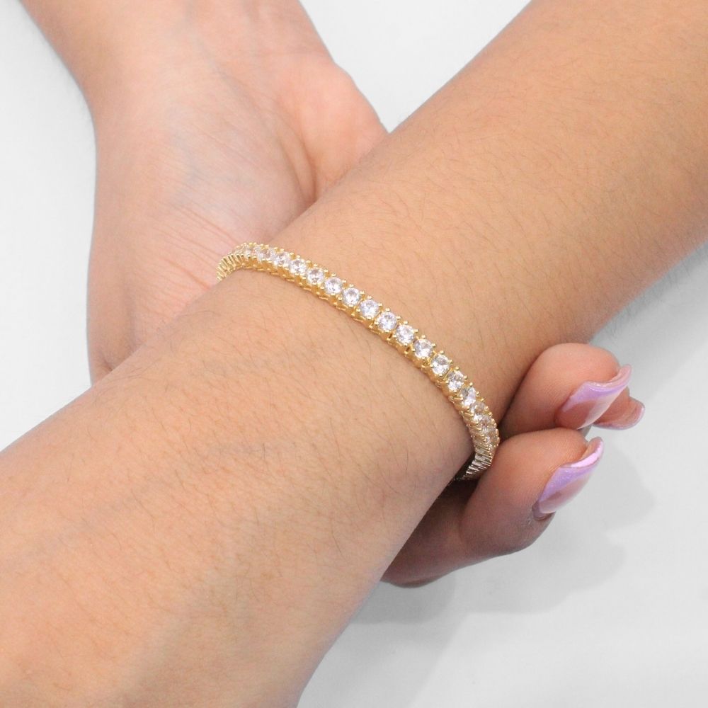 Pulsera Mónaco Chain 14k Modelo Agua No. 1 con Incrustación Swarovski mod. 9677