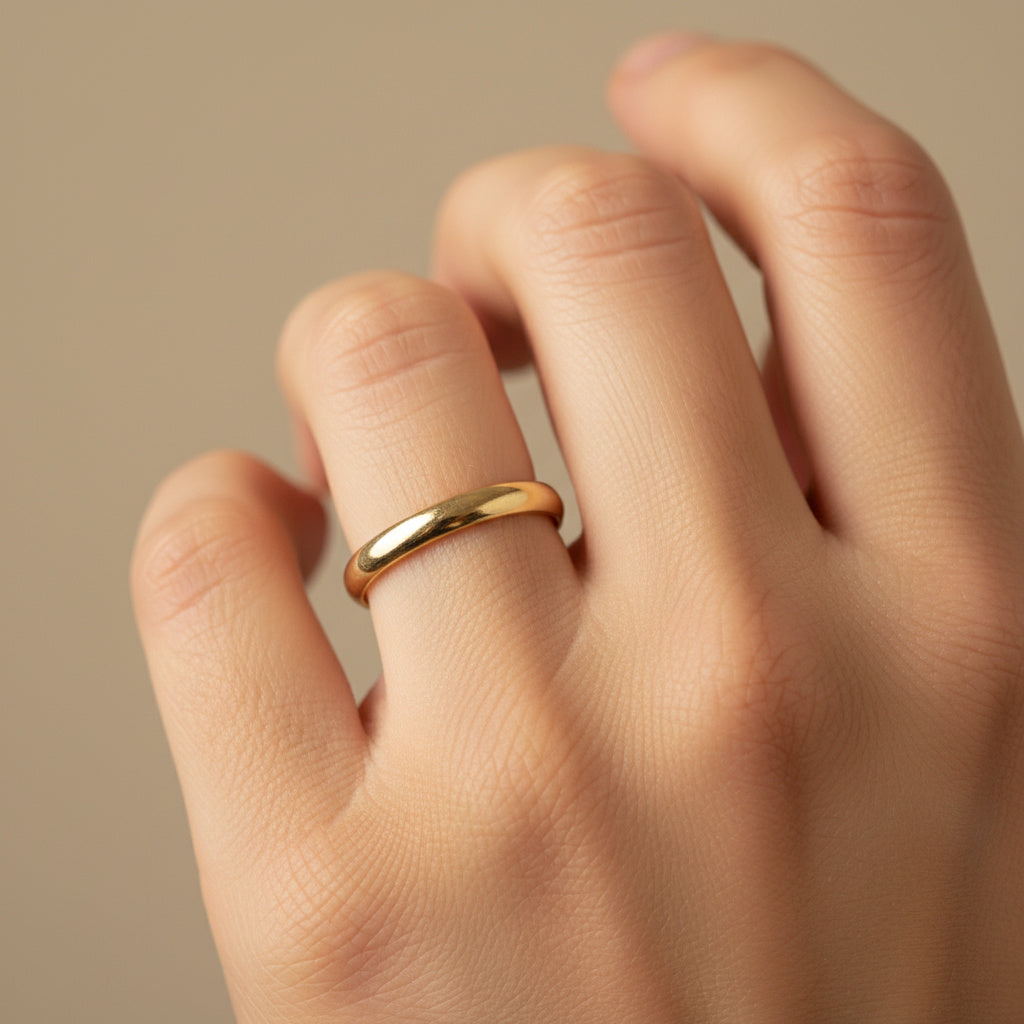 Anillo de Oro 14k Modelo Tradicional Liso y Brillante mod. 10015