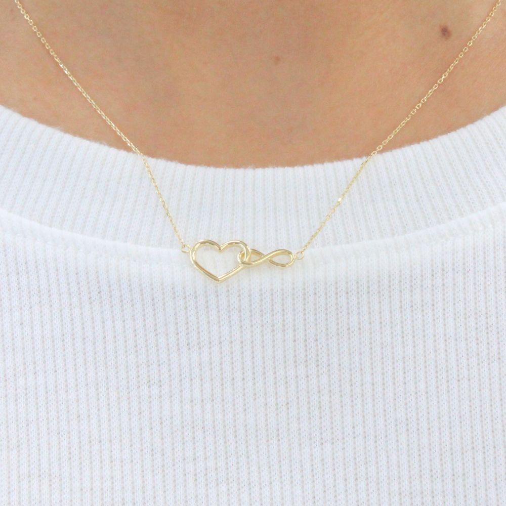 Gargantilla de Oro 14k Diseño de Corazón con Infinito Entrelazado mod. 9821