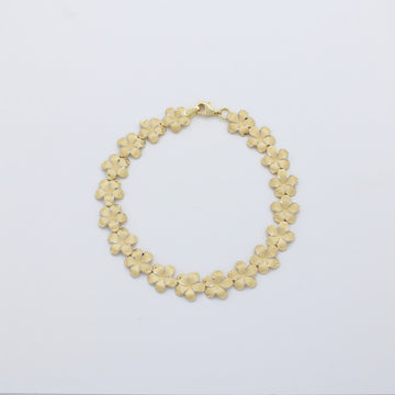 Pulsera de Oro 14k Modelo de Flores del Pensamiento de Tono Mate y Diamantado Blanco mod. 10016