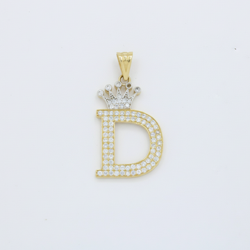 Dije de Oro 14k con Diseño de Inicial D Incrustada con Zirconias mod. 10112