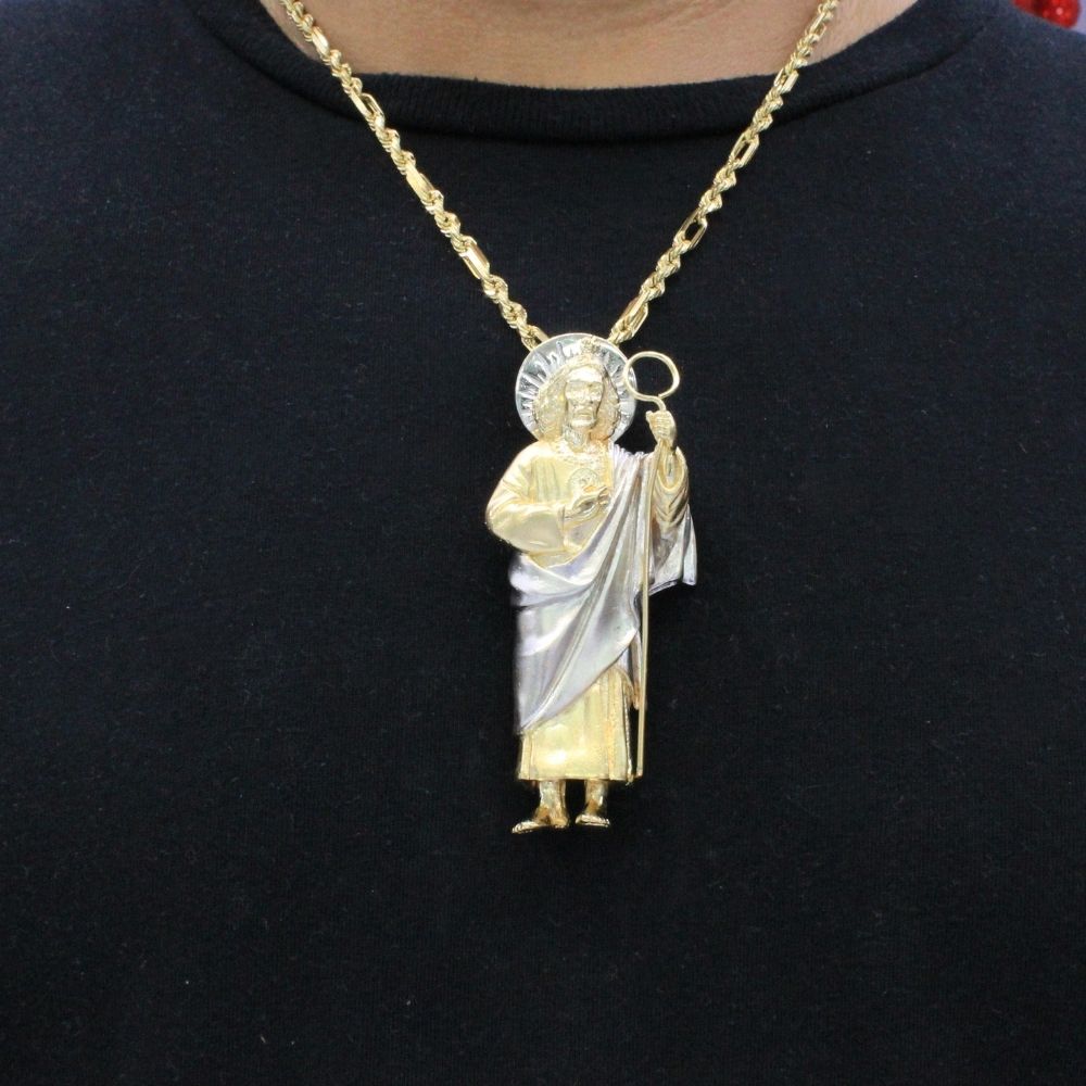 Dije de Oro 14k San Judas Tadeo con Detalles en Relieve Mod. 9864