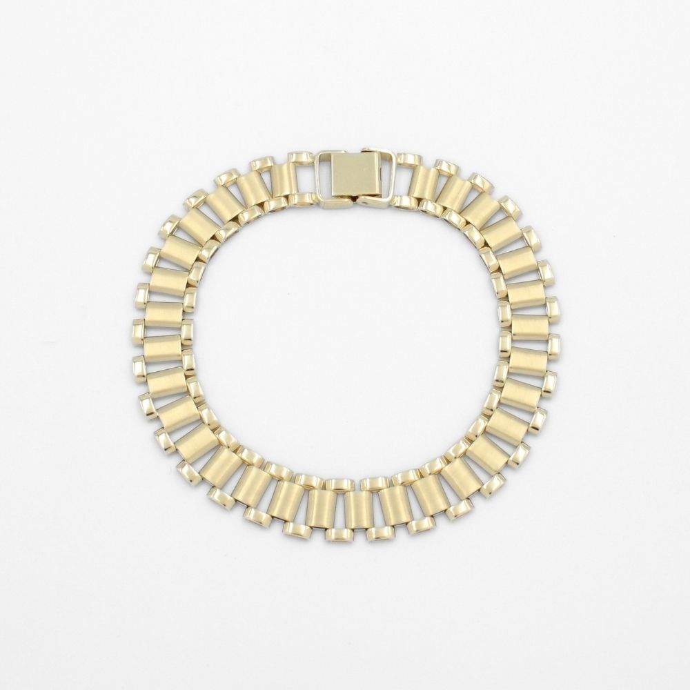 Pulsera de Oro 14k Tejido Hueco de Ensamblado Especial con Tonos Mate mod. 9802