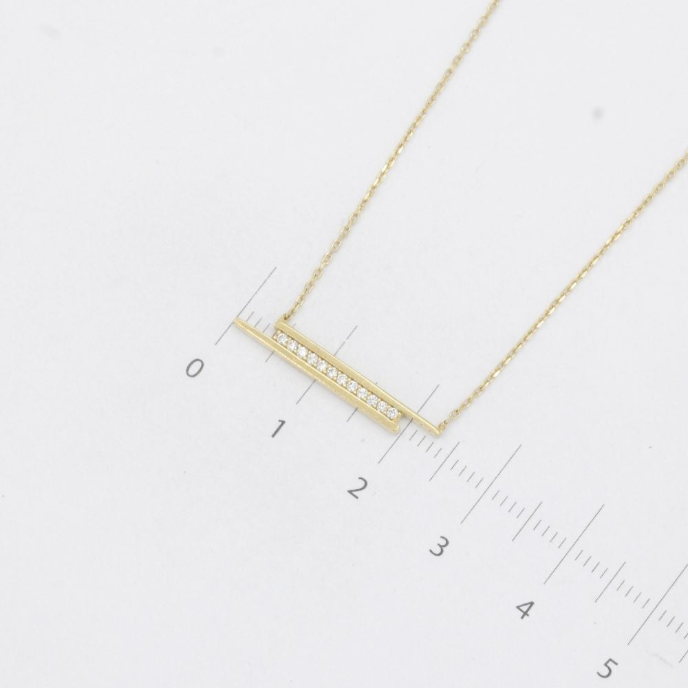 Gargantilla de Oro 14k Diseño de Barras con Línea de Zirconias mod. 8061