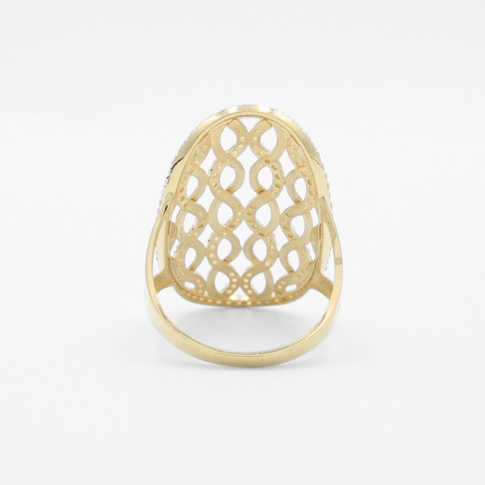 Anillo de Oro 14k Estilo Elegante de Red con Incrustación de Zirconias mod. 9582