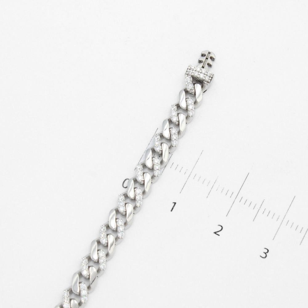 Pulsera Mónaco Chain 14k Modelo Edge de Broche Pavé con Incrustación de Swarovski mod. 9646
