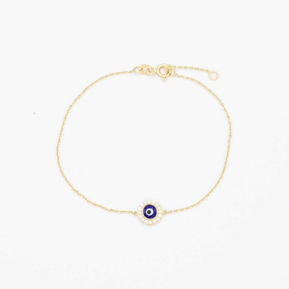 Pulsera de Oro 14k de Tejido Fino y Delgado con Ojo Turco mod. 9320