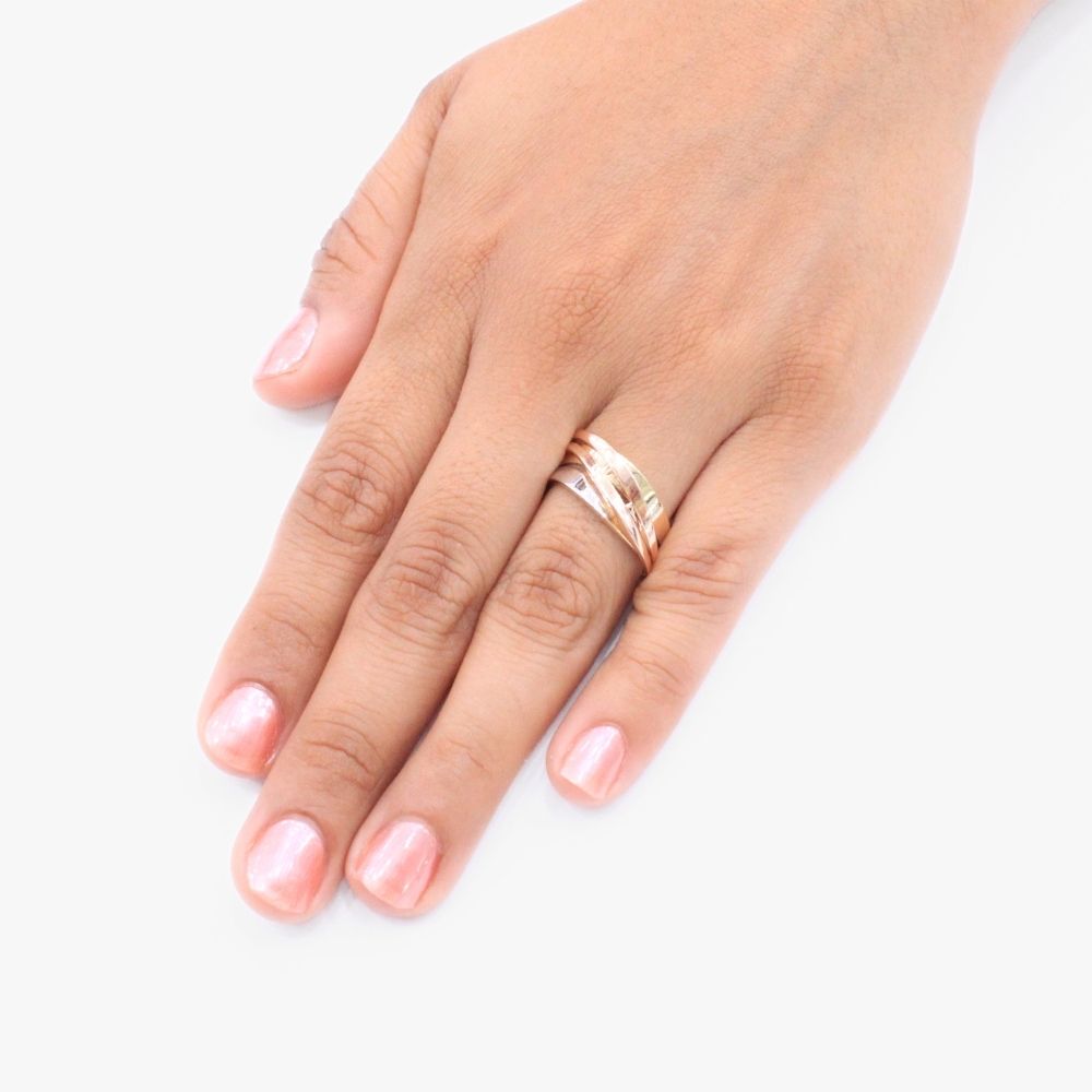 Anillo de Oro 14k de Diseño Cruzado Liso mod. 9273