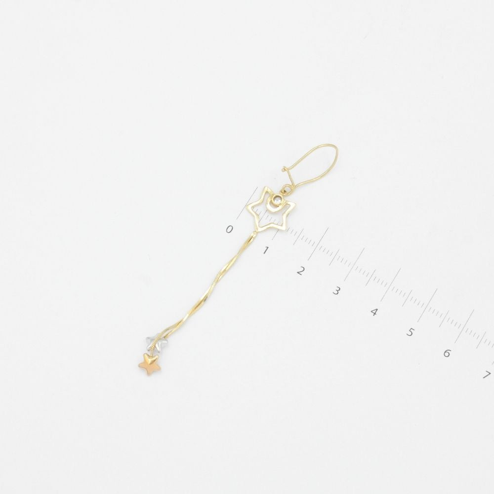 Arete Largo de Oro 14k Diseño con Estrellas mod. 0877