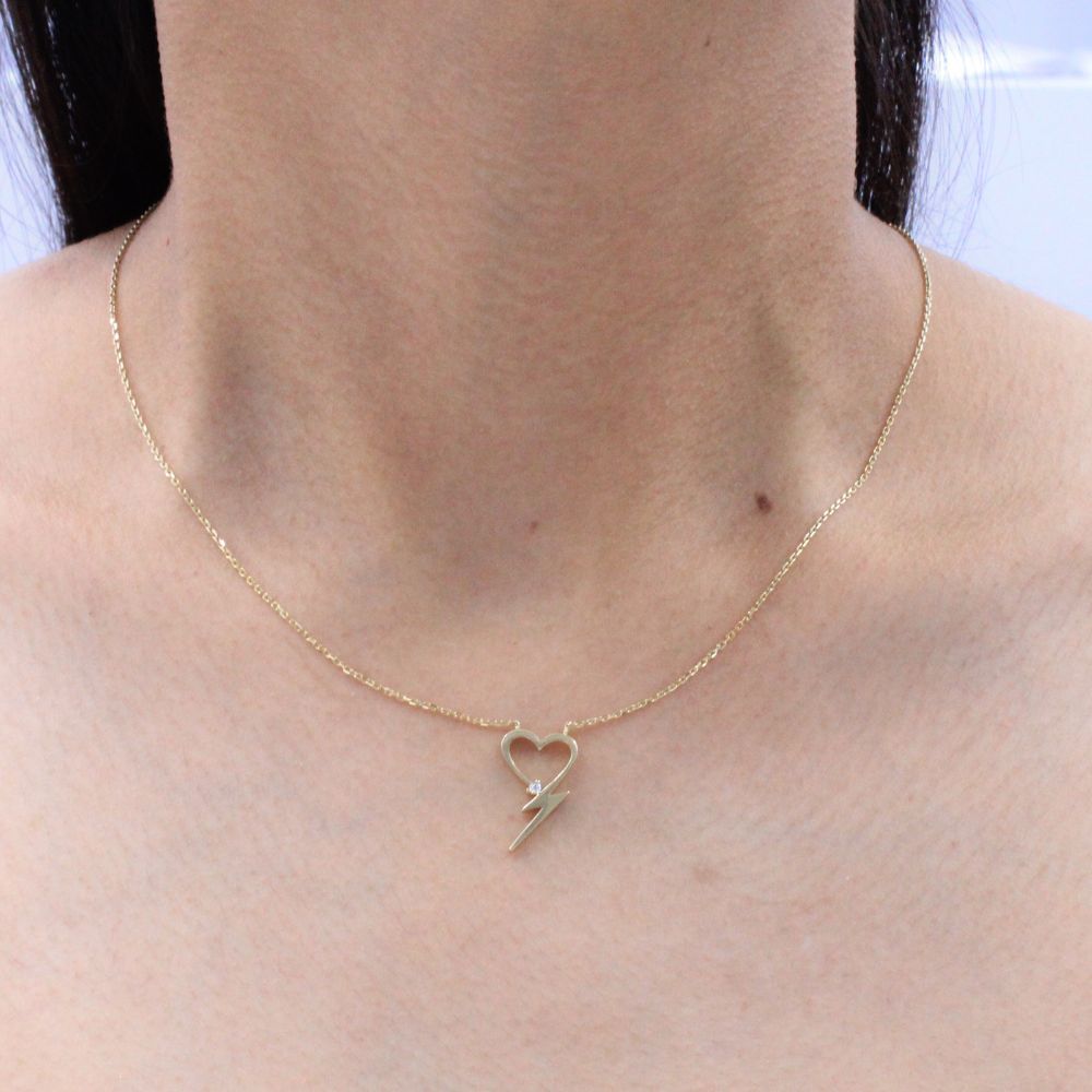 Gargantilla de Oro 14k Corazón con Rayo mod. 8940