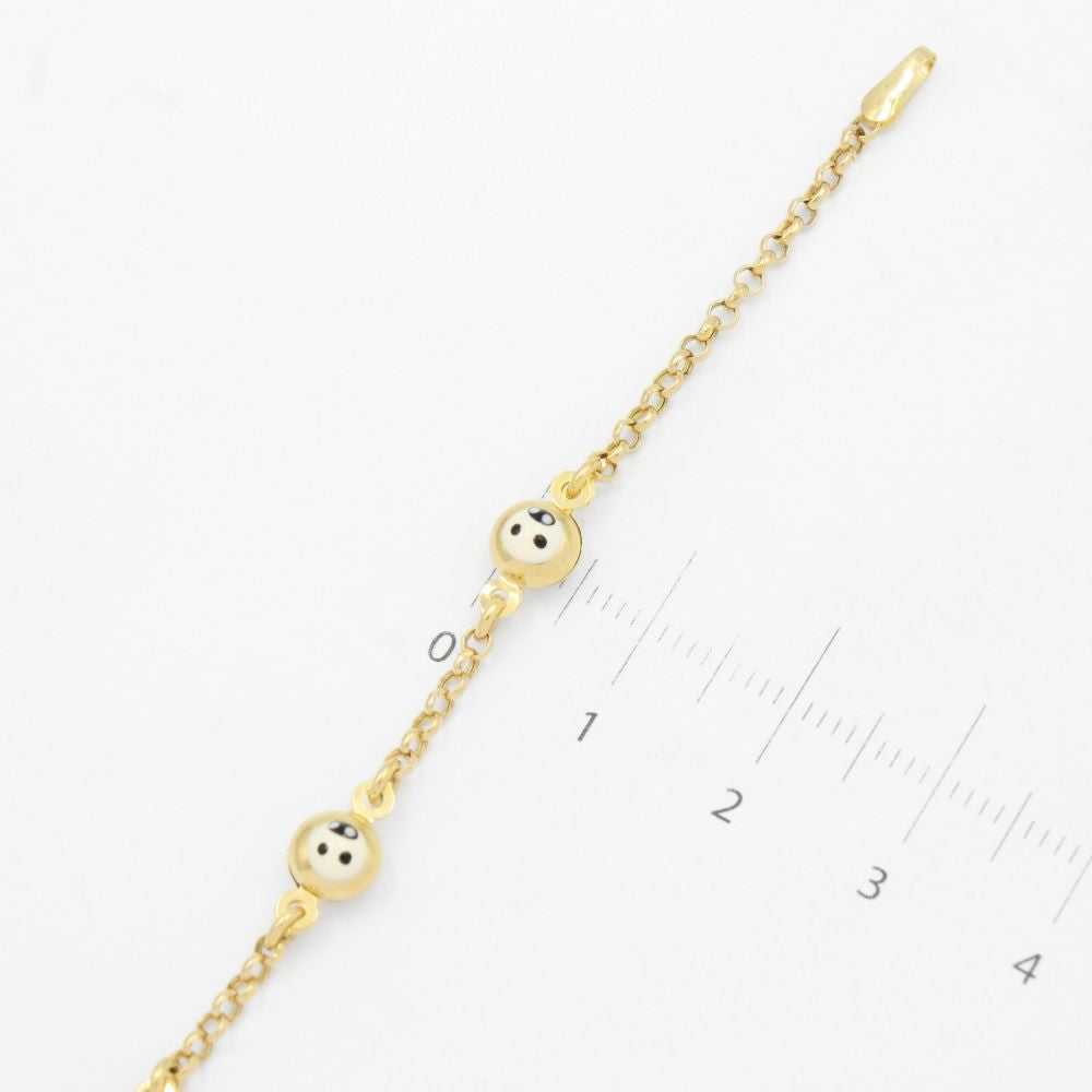 Pulsera de Oro 14k para Niño con Eslabones de Caritas mod. 9412