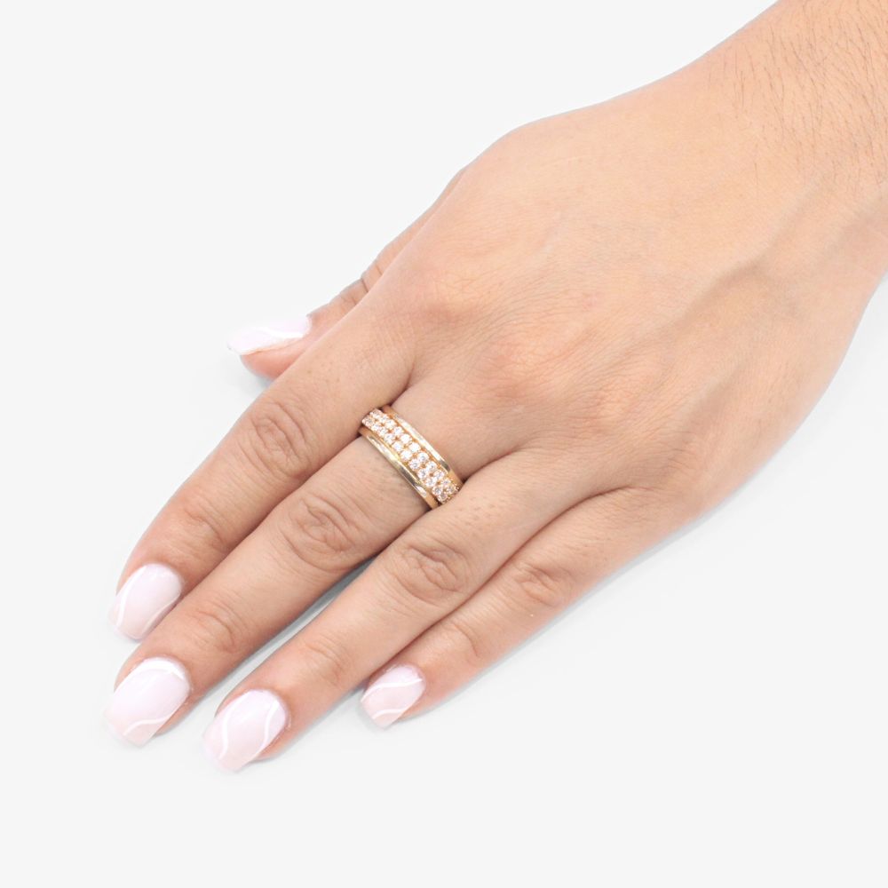 Anillo de Oro 14k Estilo Churumbela con Zirconias mod. 8856