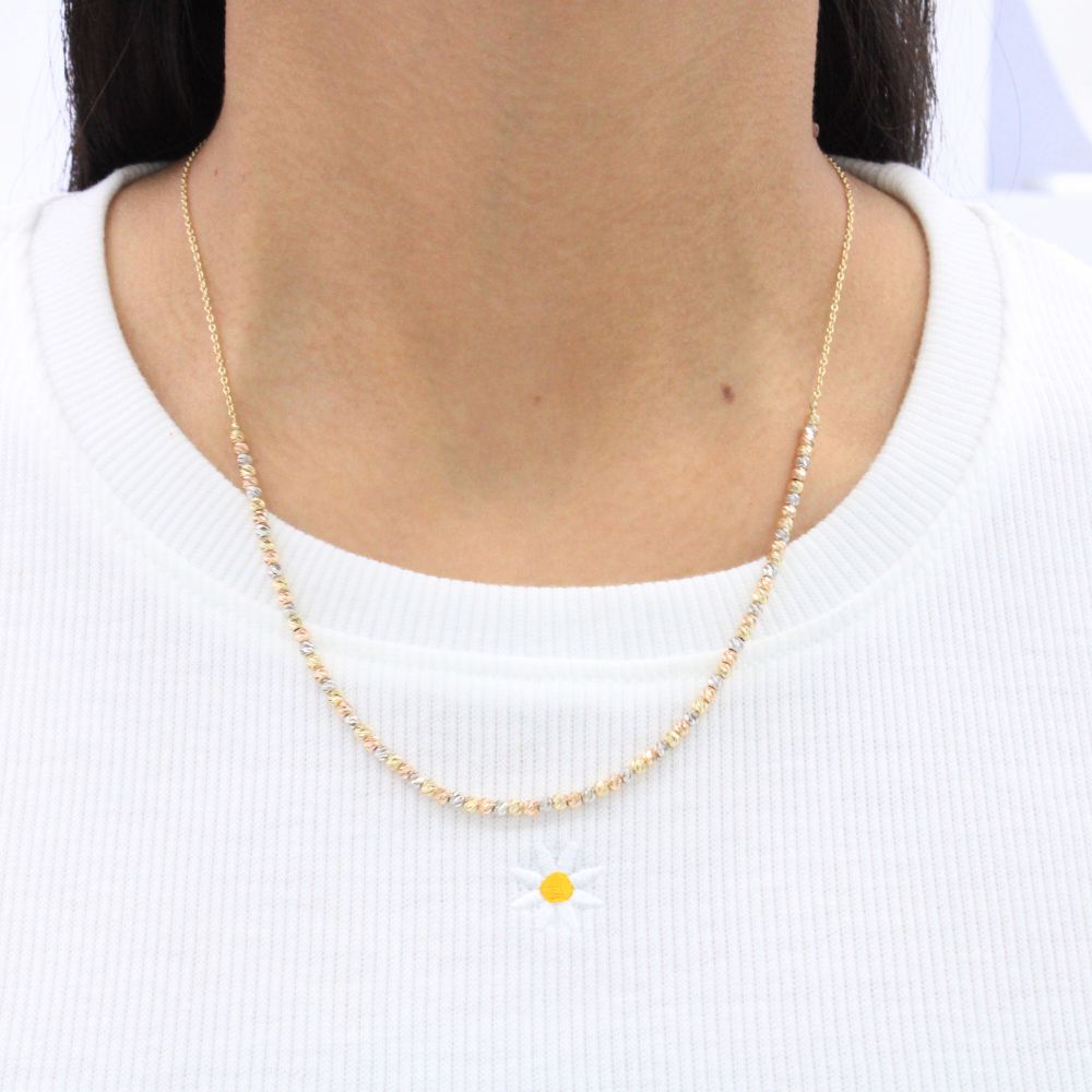 Gargantilla de Oro 14k de Tejido de Bolitas mod. 9051