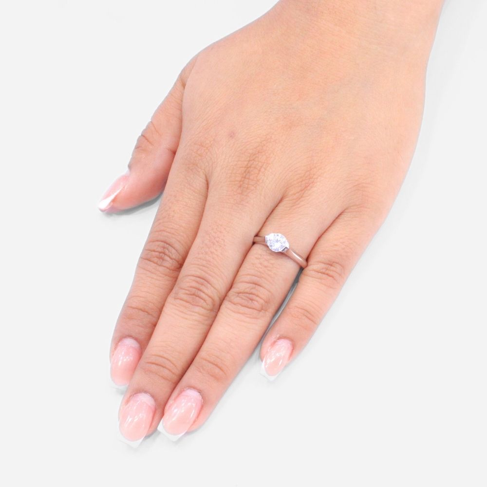 Anillo de Compromiso en Oro 14k Blanco Modelo Especial con Zirconia mod. 8952