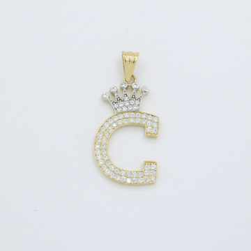 Dije de Oro 14k con Diseño de Inicial C Incrustada con Zirconias mod. 10113