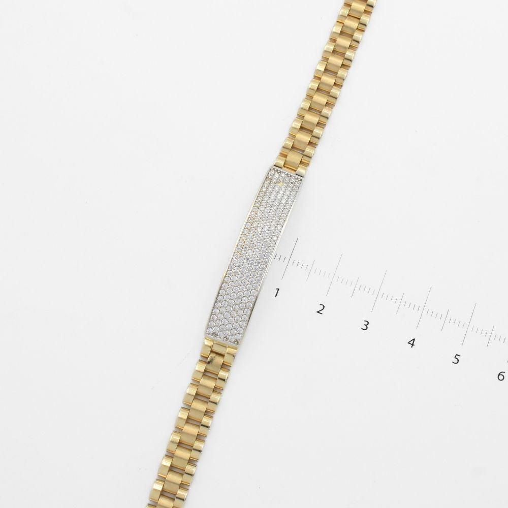 Pulsera de Oro 14k Tejido Hueco de Ensamblado con Placa  mod. 9921