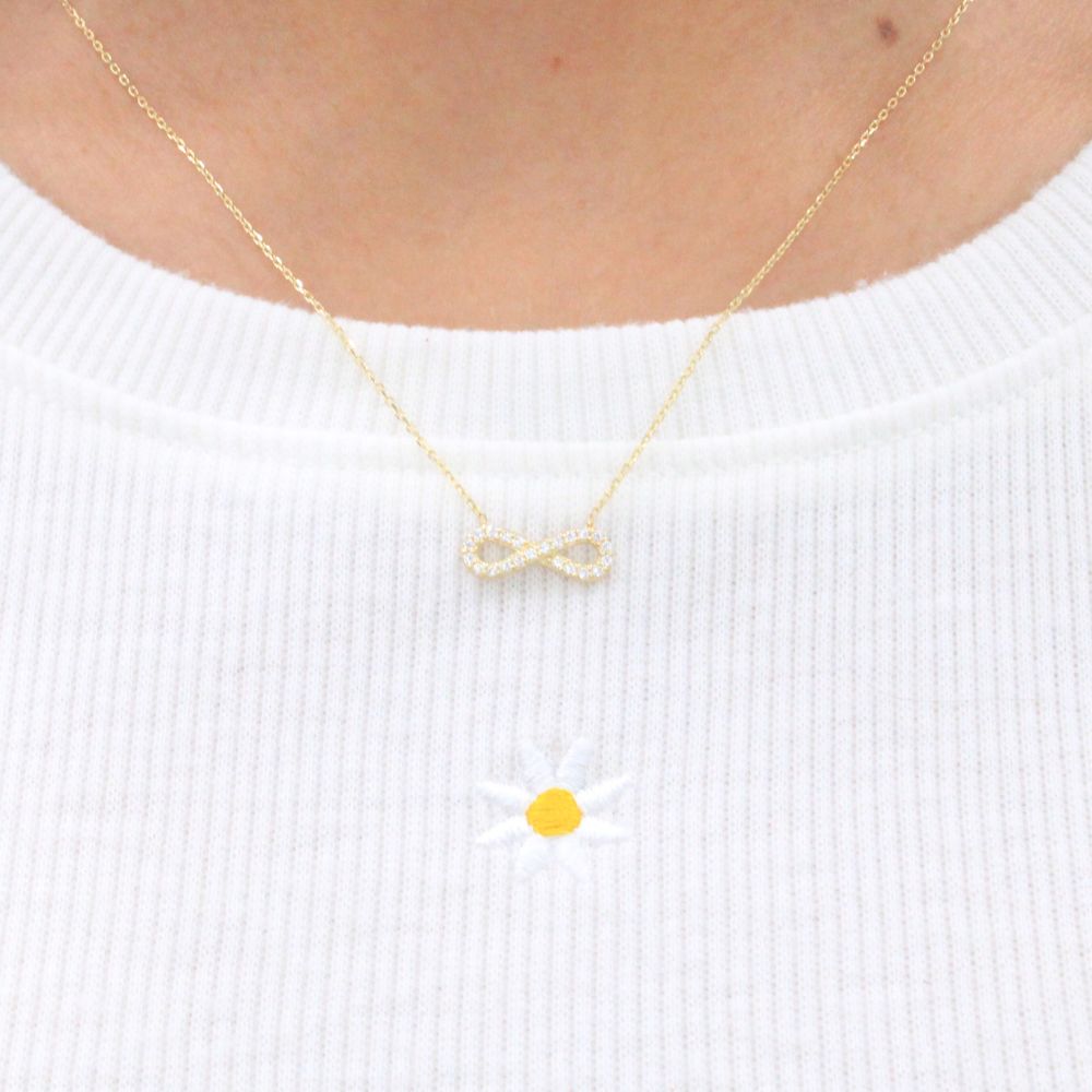 Gargantilla de Oro 14k Diseño Infinito con Incrustación de Zirconias mod. 9796