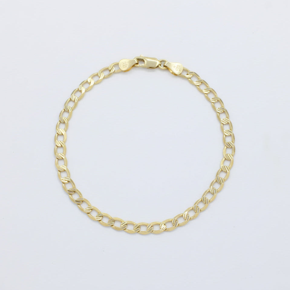 Pulsera de Eslabón en Tejido Barbado con Diamantado Fino mod. 10018