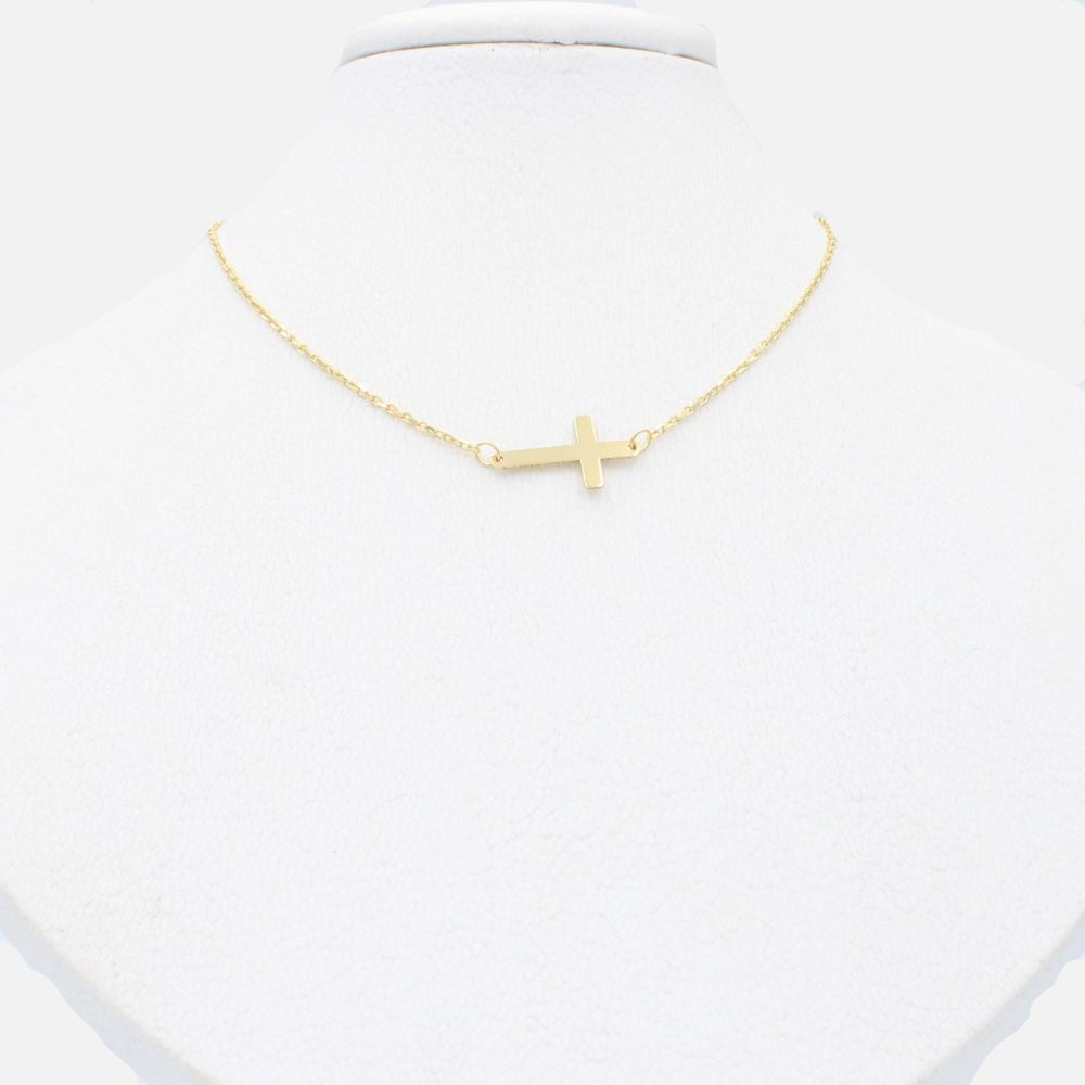 Gargantilla de Oro 14k Diseño de Cruz Plana mod. 9797