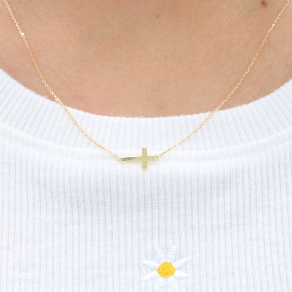 Gargantilla de Oro 14k Diseño de Cruz Plana mod. 9797