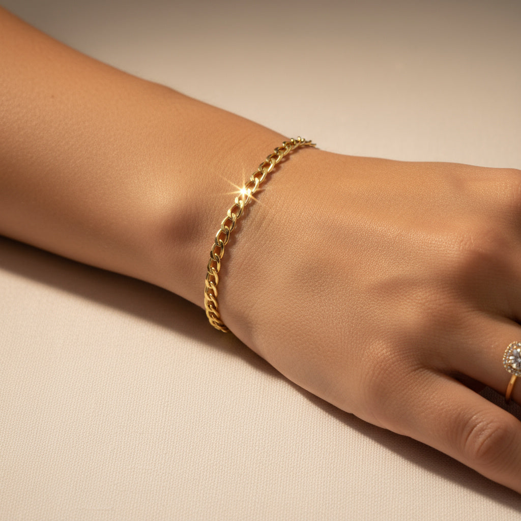 Pulsera de Eslabón en Tejido Barbado con Diamantado Fino mod. 10018